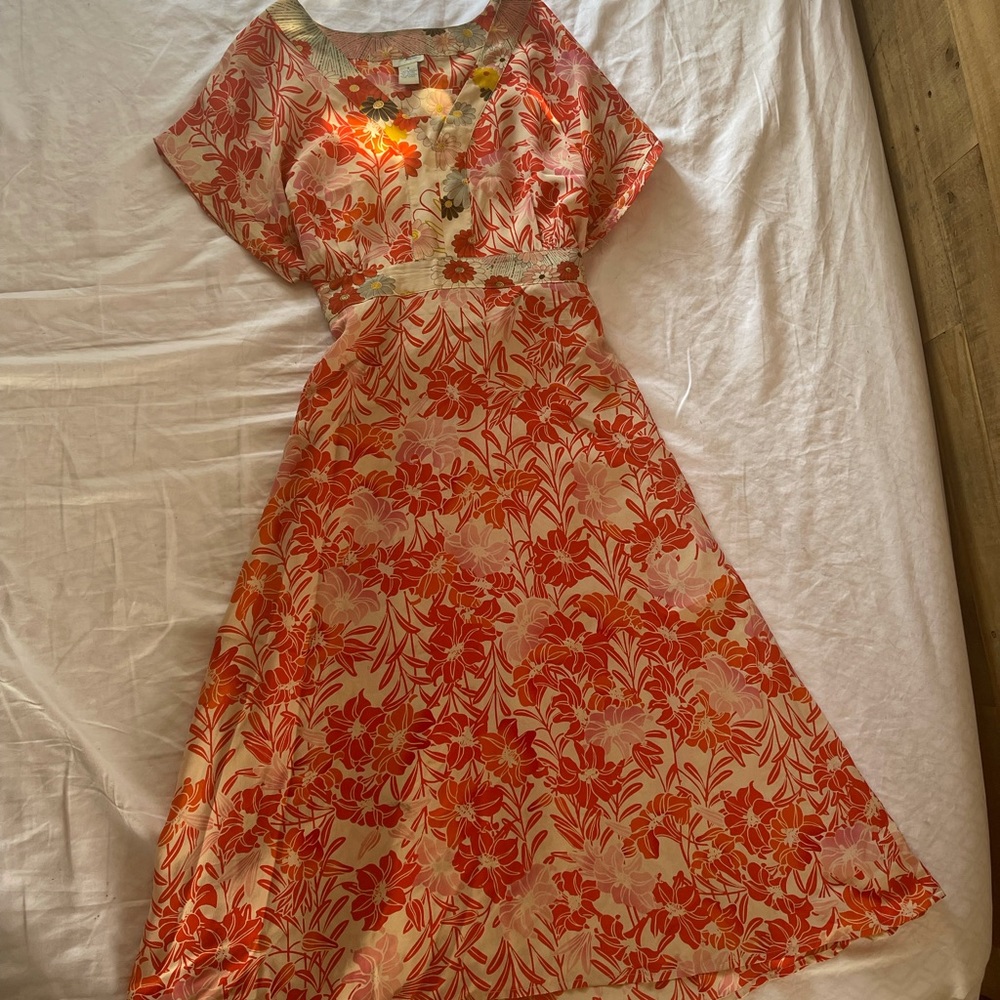 Odille Anthropologie silk dress Kimono inspired 8